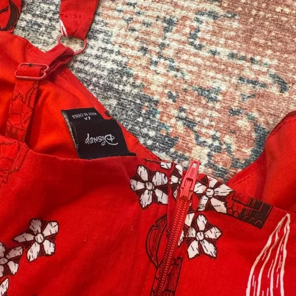 Disney Lilo & Stitch Red Hawaiian Print Sundress |Fit & Flare| Adjustable Straps - Picture 4 of 4